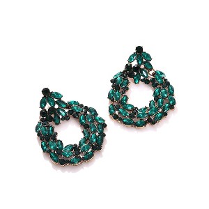 SOHI Women's Green  Embellished Circular Drop Earrings - 1 of 3