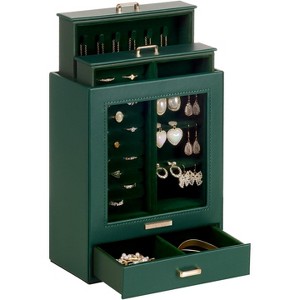 Jewelry Box for Women & Girls, White and Gold Organizer with Storage for Necklaces, Rings, Earrings & Bracelets - 1 of 4