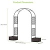 90.5" Decorative Garden Arbor, with Planter Boxes, Metal Arch Trellis for Lawn and Backyard - 3 of 4