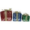 Northlight Set of 3 Lighted Red, Blue and Green Gift Boxes Christmas Decorations 9.75" - 3 of 4