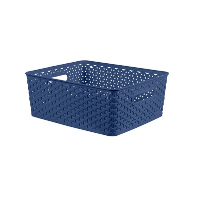 Style Selections 22.3-in W x 22.3-in H x 16.5-in D Blue Plastic Basket