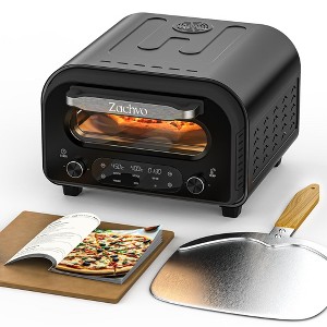 ZACHVO 1700W Electric Pizza Oven, 842°F Max, 90-Second Pizza, 12.6 Inches Stone, 5 Presets, Black - 1 of 4