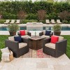 Christopher Knight Home  Achton Outdoor Wicker 5 Piece Swivel Club Chair and Fire Pit Set with Cushions - 2 of 4