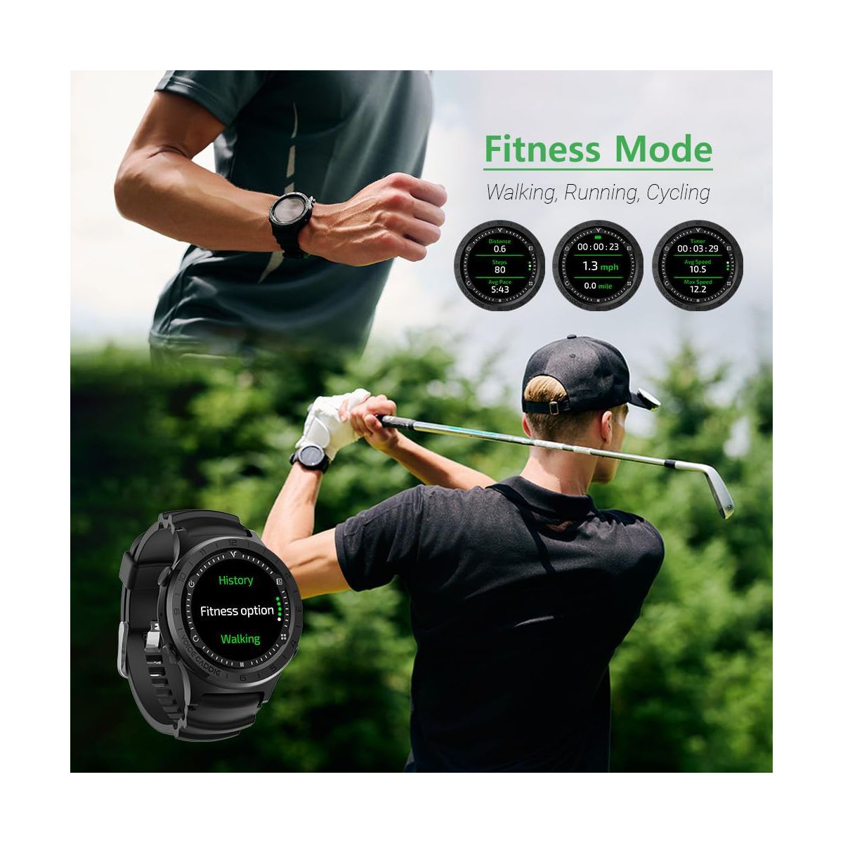 A3 Lightweight Hybrid Golf GPS Watch | Slope Mode, Color Touchscreen, Green Undulation | 40,000 Worldwide Preloaded Courses | Unisex Golf Watch - thumbnail 6