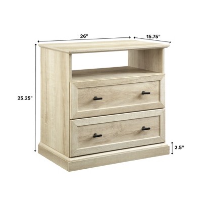 Transitional 2 Drawer Nightstand White Oak - Walker Edison