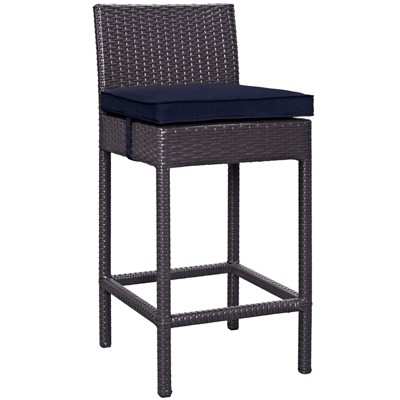 Modway Convene Outdoor Patio Fabric Bar Stool Espresso Navy