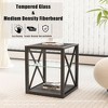 NicBex Industrial 3-Tier End Table with Drawer, Tempered Glass & Metal Frame Side Table, Modern Nightstand for Bedroom, Living Room Small Table - 3 of 4