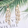 Vintage Rectangle Teardrop Chandelier Earrings, Art Deco Wedding Austrian Crystal Drop Dangle Earrings for Women Party Prom - 3 of 4