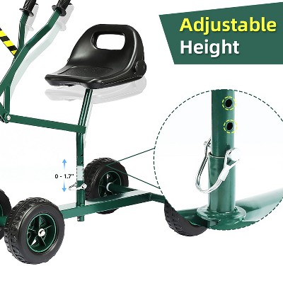 Hunter Green Metal Sandbox Ride-On Excavator with Rubber Wheels