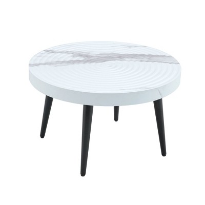 NicBex 23.6 Inch Wood Grain Texture Round Coffee Table with Metal Legs for Living Room,Bedroom