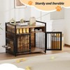Dog Crate Furniture, Large Dog Cage for Large/Medium Dog, 48 Inch Dog Kennel with Adjustable Raised Feeders, Indoor Heavy Duty Metal Dog Crate - 3 of 4