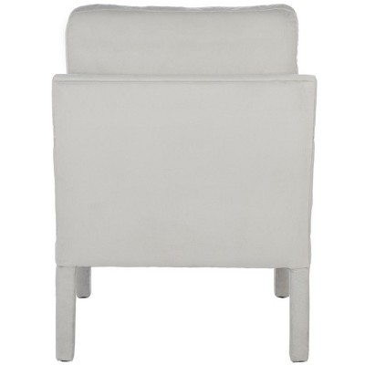 Light Grey Velvet Wood Spot Accent Armchair