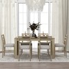7 Piece Extendable Dining Table Set Dining Set Kitchen Table Set with 6 Upholstered Dining Chairs & 2 Drawers, Natural Wood Wash/Brown+White-HABITRIO - 3 of 4