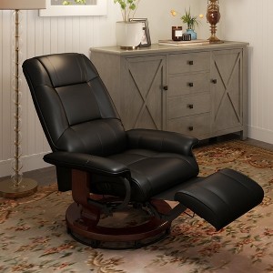 CIPACHO Faux  Leather lounge chair with footrest and armrest, Manual Swivel Recliner for living room, Black - 1 of 4