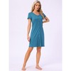INSPIRE CHIC Women's Short Sleeve Button Down Crewneck Night Dress - 3 of 4