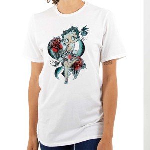 Betty Boop Cartoon Cutie Tattoo Womens Graphic T Shirt Tees Brisco Brands - 1 of 4
