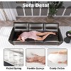 85“ Faux Leather 3-Seater Sofa with USB Ports, Mid-Century Modern Couch for Living Room, Office, or Apartment – Black - 4 of 4