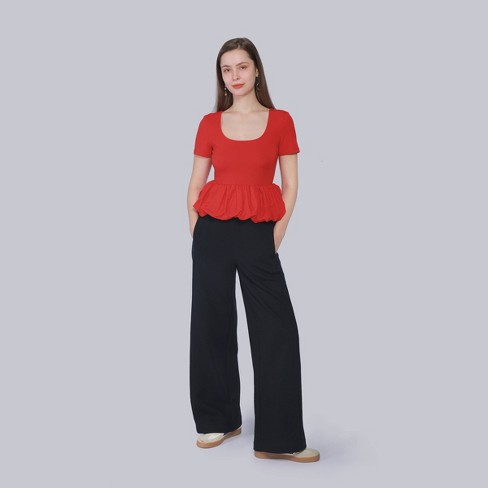 Women s Mid rise Wide Leg Sweatpants A New Day Black S Target