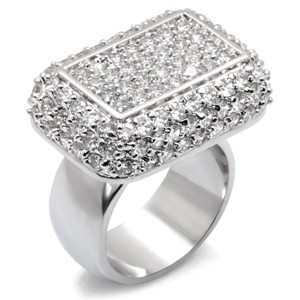 Slickblue Sterling Silver Ring with Clear CZ - Rhodium Finish, Pave Setting, Single-Tone Women's Jewelry, Size 5-9 - 1 of 3