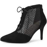 Allegra K Women's Mesh Lace Up Stiletto Heels Ankle Boots