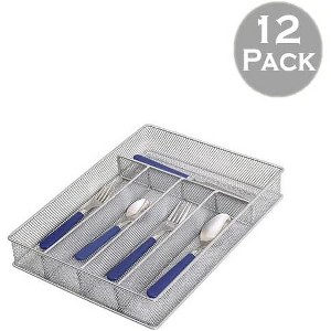 YBM Home Multi Compartment Sectional Wire Mesh Silver Drawer Organizer for Silverware and Gadgets, Pack of 12 - 1 of 4
