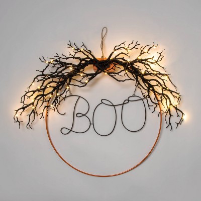 Falloween Light Up "Boo" Metal Hoop Halloween Wreath - Hyde & EEK! Boutique™