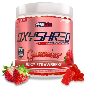 EHPlabs OxyShred Gummies – Pre Workout & Energy Chews with 100mg Caffeine & L-Carnitine for Metabolism Support – Strawberry - 1 of 4