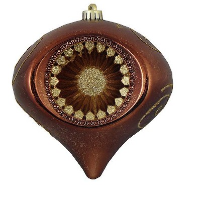 Northlight 8" Retro Reflector Shatterproof Christmas Onion Ornament - Brown/Gold