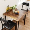 Dining Table Set for 2 With Grey Wood Grain – Spacious Square Table With Rounded Corners and 2 Upholstered Chairs - 2 of 4