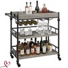 3 Tier Bar Cart Bar Cart with Wheels Rolling Cart with Wine Rack and Glasses Holder, Industrial Serving Cart with Removable Tray - 2 of 4