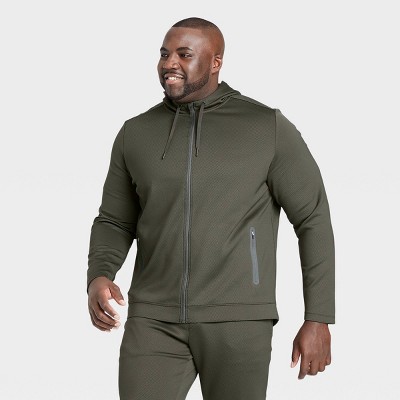 olive green zip up hoodie mens