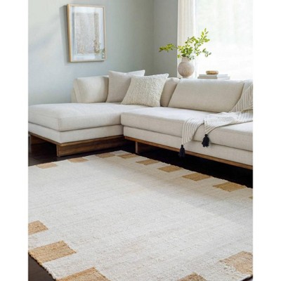 Handmade Light Silver and Beige Jute Rectangular Area Rug 5' x 7'