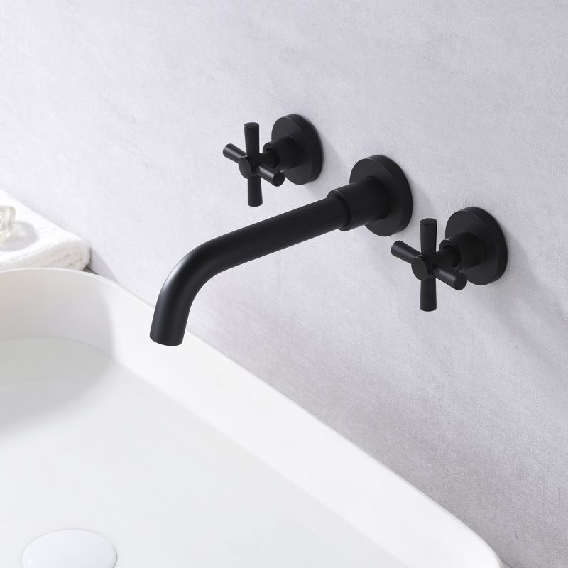 Sumerain Matte Black Bathroom Faucet, Wall Mount Bathroom Sink Faucets with Brass Rough-in Valve, 4 of 8