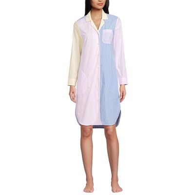 Lands' End Women's Cotton Poplin Long Sleeve Sleepshirt Nightgown