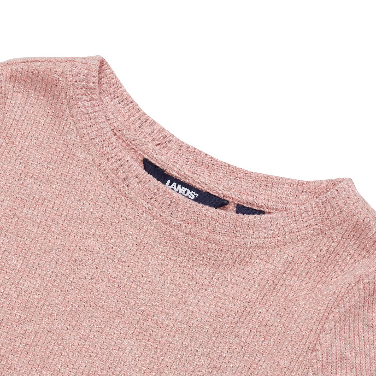 Детский топ Lands' End Long Sleeve Sparkly Knit Top - Large - Cashmere Rose, цвет: Розовый — фото 2