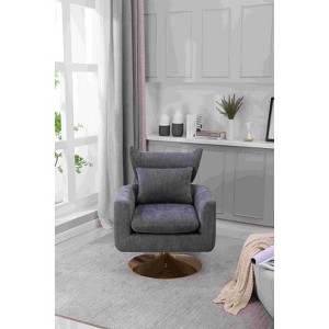 CAVINAS Linen Upholstered Swivel Accent Chair with Wood Frame,Classic Swivel Chair for Bedroom,Reading Room - 1 of 4