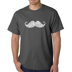 LA Pop Art Men's Word Art T-shirt - WAYS TO STYLE A MOUSTACHE Grey Small - 1 of 4