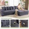110.75" Modular L-Shaped Sofa Bed, Corduroy Sectional Couch with Footstool, 8 Pillows, Cup Holders & Side Pockets, Sleeper Sofa for Living Room - 3 of 4