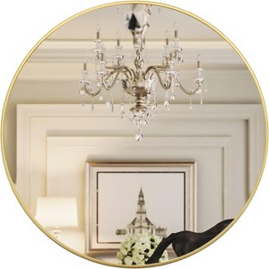 Modern Round Gold Metal Bathroom Vanity Mirror – Wall Mounted - 1 of 4