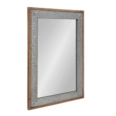 27" x 39" Deely Rectangle Wall Mirror Rustic Brown - Kate & Laurel All Things Decor