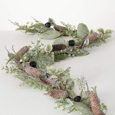 6'L Sullivans Berry And Bell Pine Garland, Green Christmas Garland