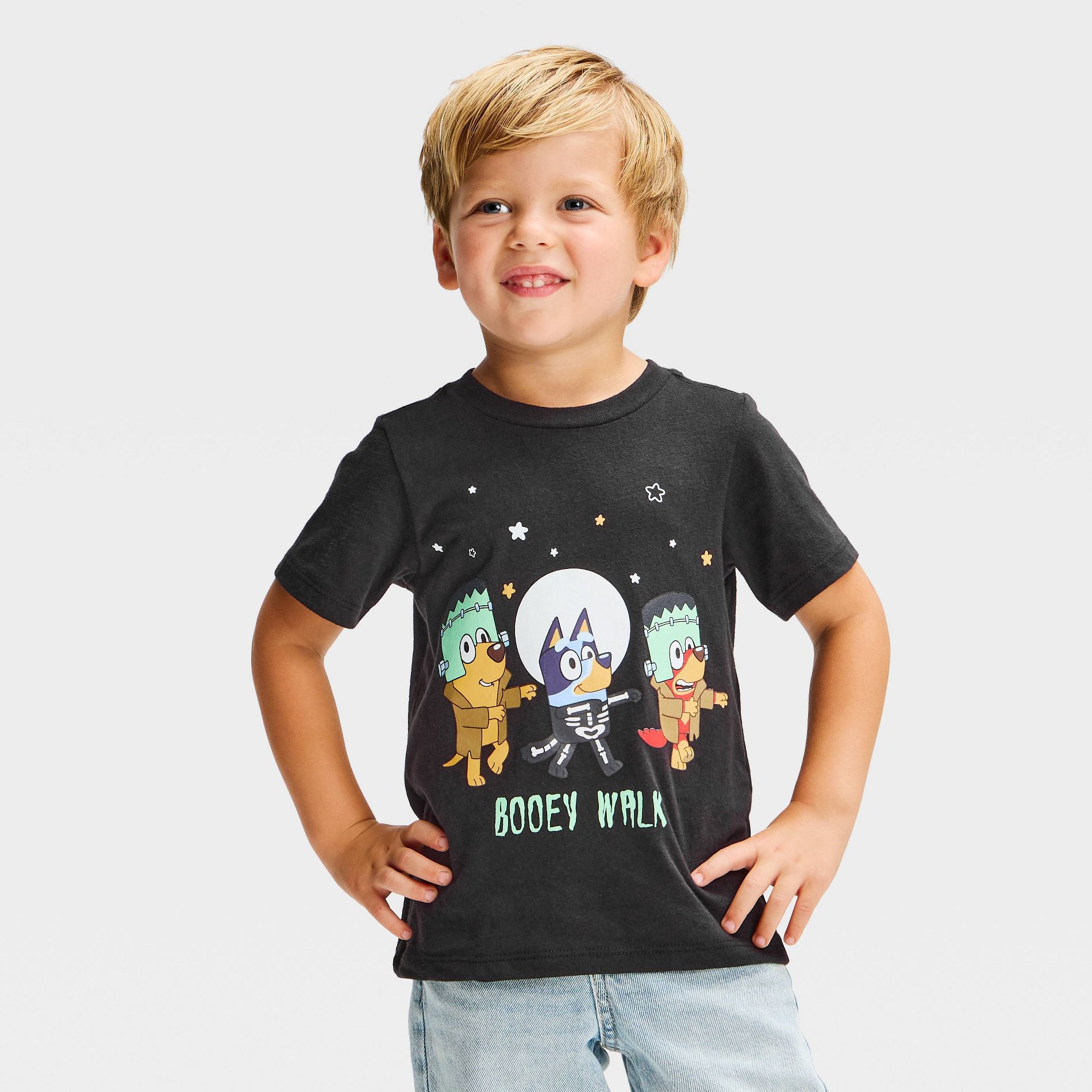 Toddler Boys' Bluey Halloween "Booey Walk" Graphic T-Shirt - Black