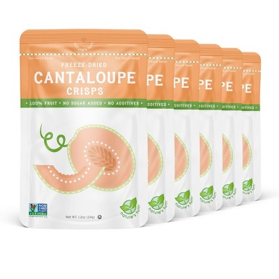 Nature's Turn Freeze-Dried Fruit Snacks - Cantaloupe Crisps - No Sugar Added, Non GMO, Gluten Free, Nothing Artificial - 34g (1.20oz) - 6-PACK