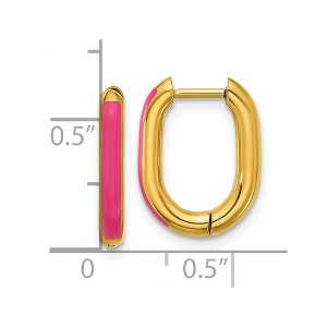 Chisel Stainless Steel Yellow IP-plated with Pink Enamel 2.40mm Elongated Hinged Hoop Earrings - 1 of 4
