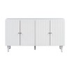 Elegant Wooden Sideboard Cabinet,Four-Door Storage Cabinet with Wavy Pattern Doors,Cylindrical Legs and Metal Handles,Adjustable Shelf-Cuddlewood - 3 of 4