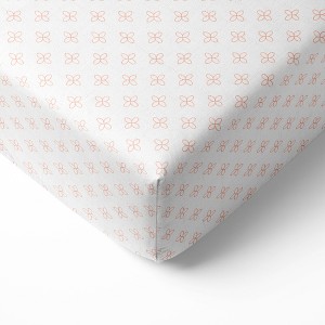 Bacati - Petals Coral Muslin 100 percent Cotton Universal Baby US Standard Crib or Toddler Bed Fitted Sheet - 1 of 4