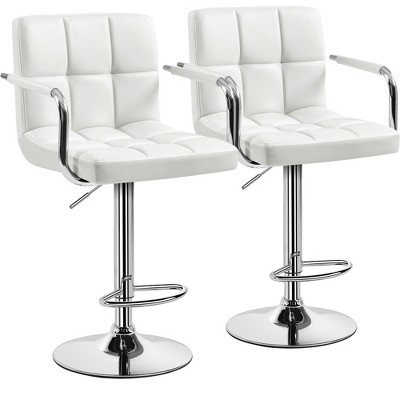 Yaheetech 2pcs Swivel Adjustable Bar Stools with Large Steel Pedestal Base for Bar Counter