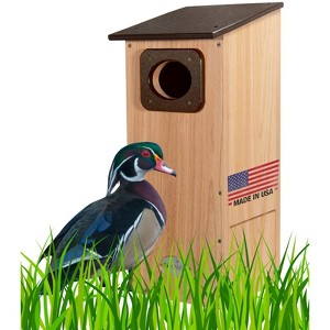 JCS  Wildlife Cedar Wood Duck House with Recycled Poly Lumber Roof and Predator Guard - 1 of 4