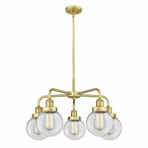 Beacon - 5 Light Stem Hung Chandelier In Art Deco Style-15.13 Inches Tall and 24 Inches Wide - 1 of 1