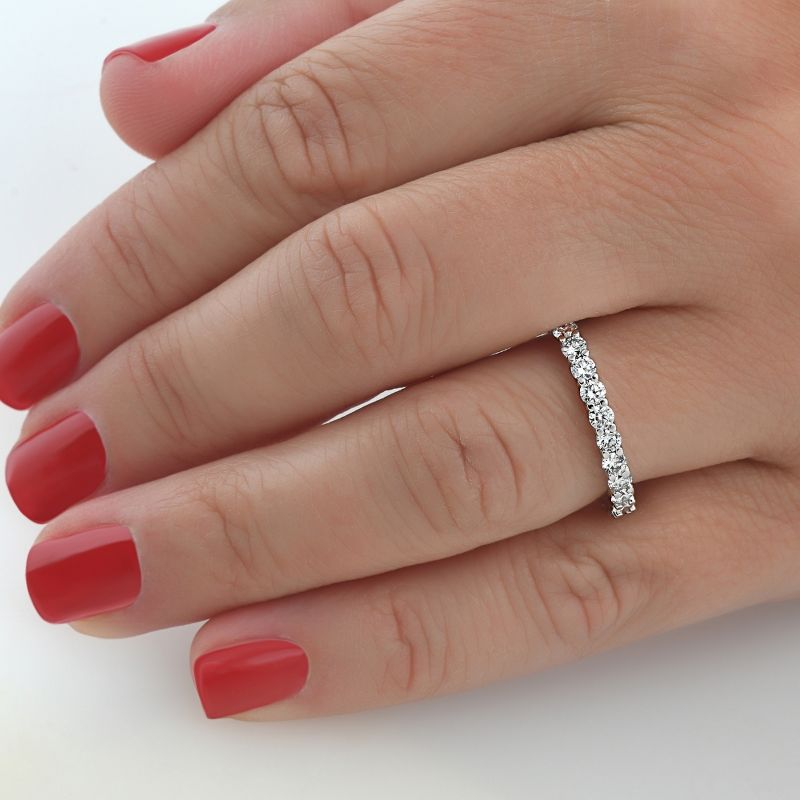 Pompeii3 1 1/2 Ct Diamond Eternity Ring Women's Stackable 14k White Gold Band Lab Created, 3 of 5